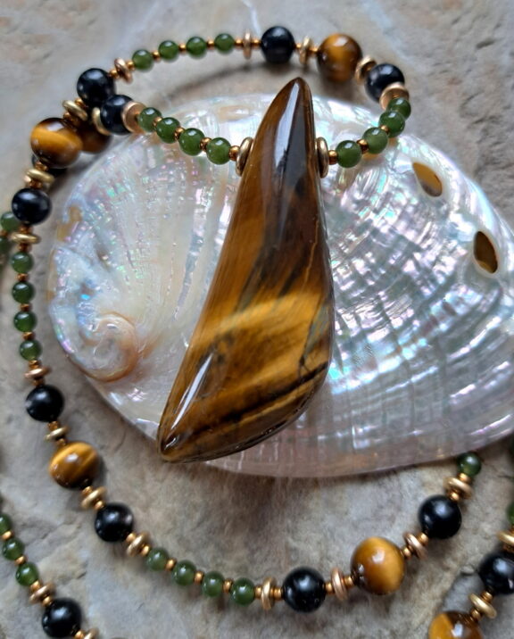 Tigerauge Edelstein Kette - handgemacht