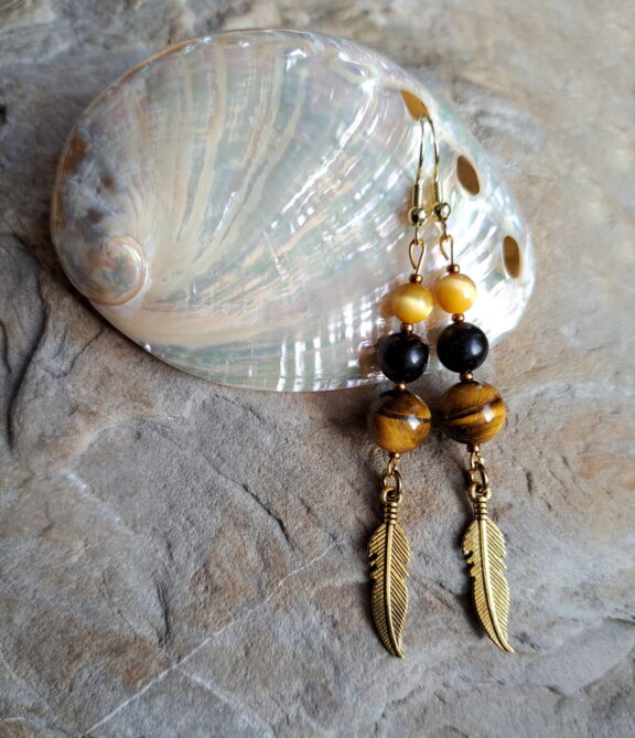 Tigerauge - Goldobsidian Perlenohrringe