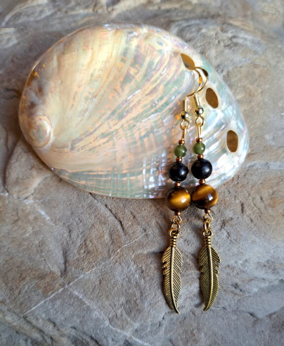 Tigerauge Perlen Ohrringe