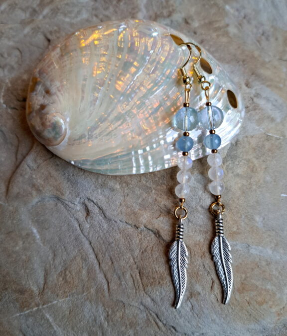 Topas - Aquamarin - Mondstein Perlenohrringe