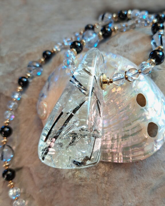 Turmalinquarz Amulett XL - handgeschliffen