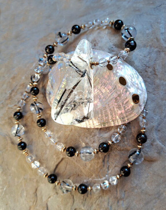 Turmalinquarz Edelsteinkette - handgemacht