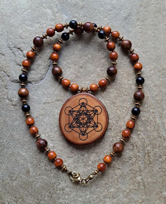 Metatron Amulett Apfelholz Anhänger Edelsteinkette Heilsteinschmuck