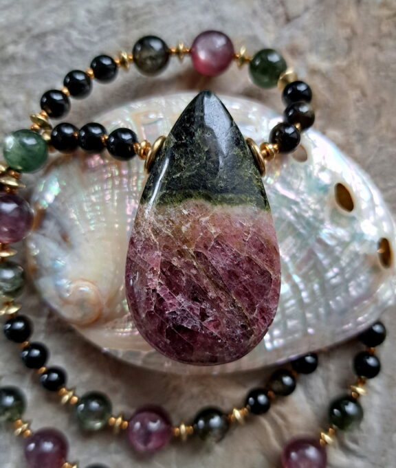 Wassermelonen Turmalin Edelstein Anhänger