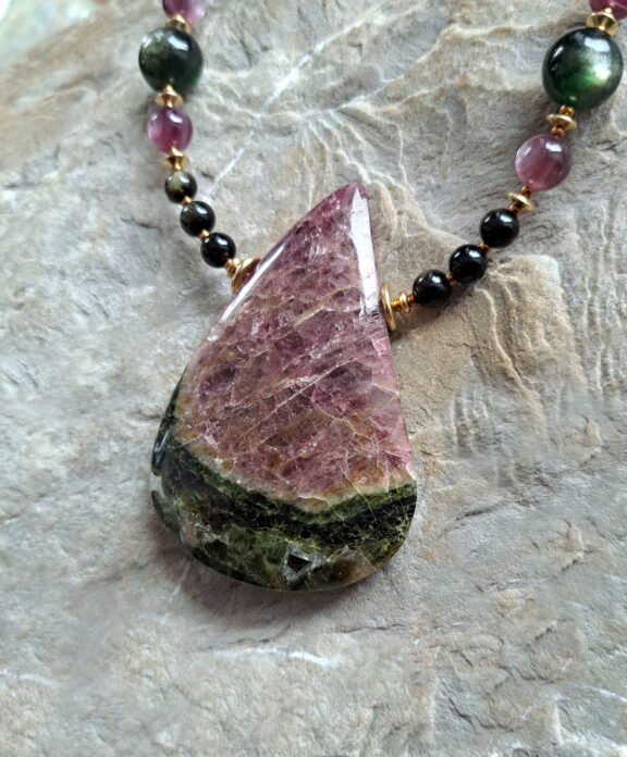 Wassermelonen Turmalin Amulett