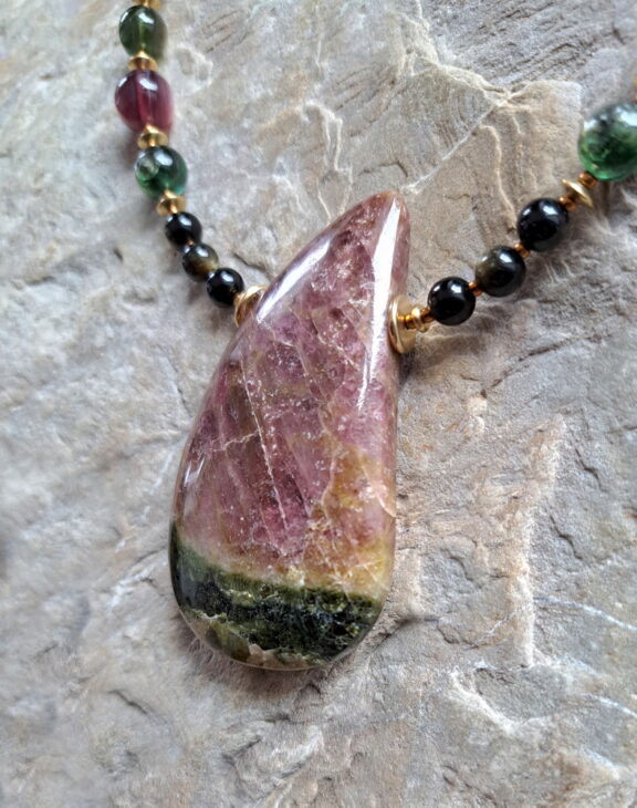 Wassermelonen Turmalin Anhänger