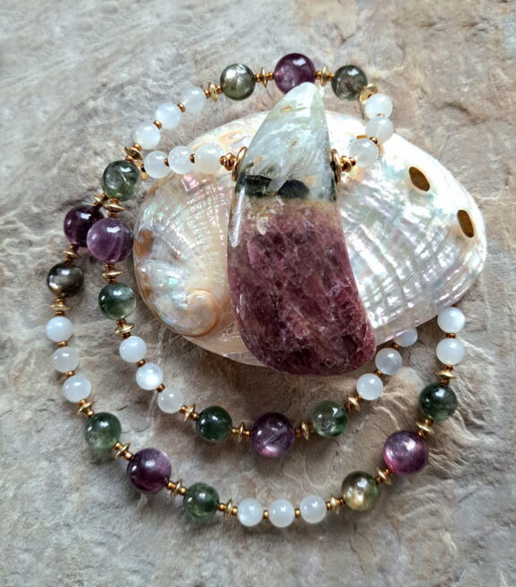 Wassermelonen Turmalin Edelstein Schmuck
