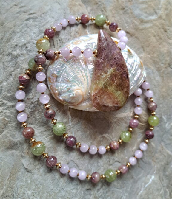 Wassermelonen Turmalin Heilstein Kette