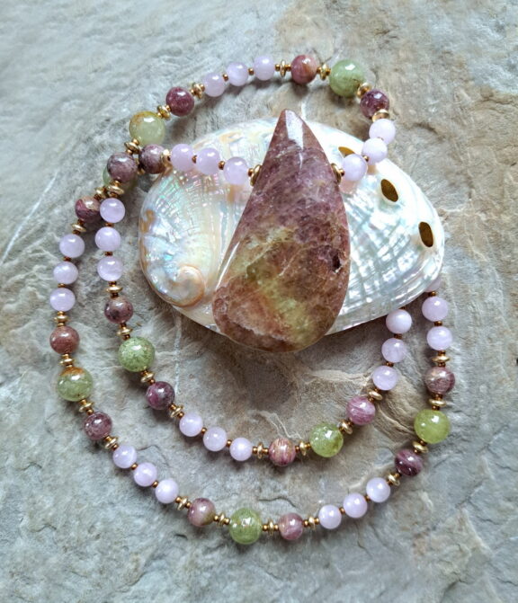 Wassermelonen Turmalin Kette