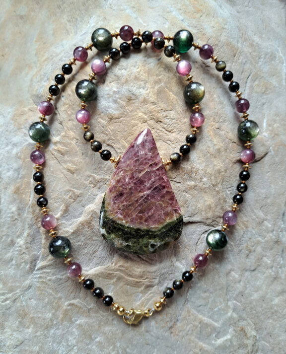 Wassermelonen Turmalin Kette