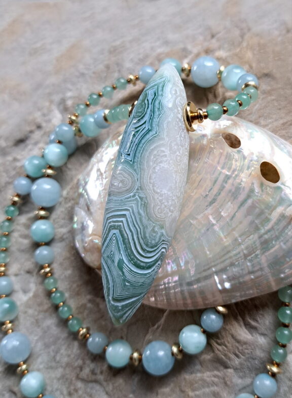 Augenachat-Anhänger aus der Wüste Gobi -Unikatschmuck