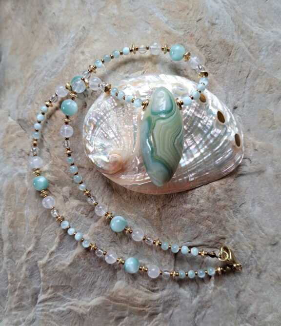 Wüstenschmuck - Gobi Augenachat Heilsteinkette - handgemacht